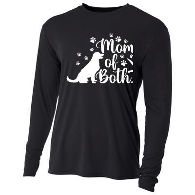 Mom Of Both Cat And Dog Mom Gift Crazy Cat Lady Dog Lover Cooling Performance Long Sleeve Crew