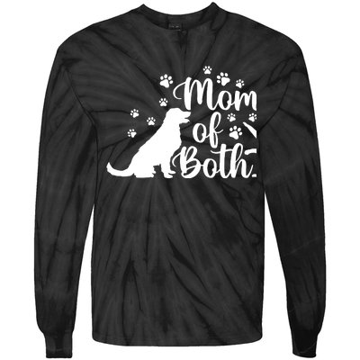 Mom Of Both Cat And Dog Mom Gift Crazy Cat Lady Dog Lover Tie-Dye Long Sleeve Shirt