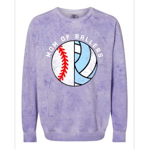 Mom Of Ballers Funny Baseball Volleyball Mom Gift Colorblast Crewneck Sweatshirt