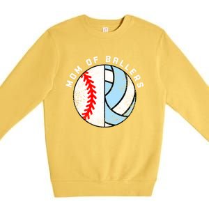 Mom Of Ballers Funny Baseball Volleyball Mom Gift Premium Crewneck Sweatshirt