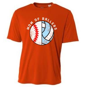 Mom Of Ballers Funny Baseball Volleyball Mom Gift Cooling Performance Crew T-Shirt