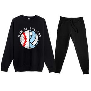 Mom Of Ballers Funny Baseball Volleyball Mom Gift Premium Crewneck Sweatsuit Set