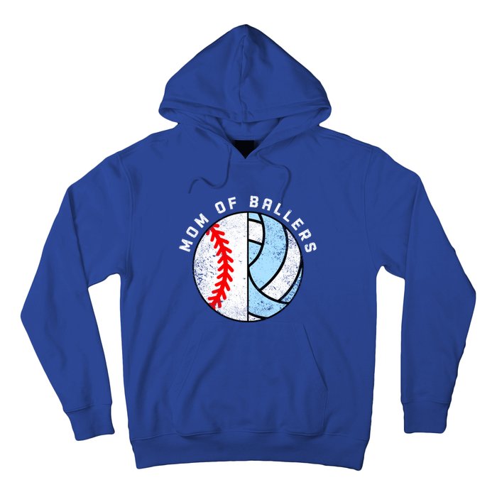 Mom Of Ballers Funny Baseball Volleyball Mom Gift Hoodie