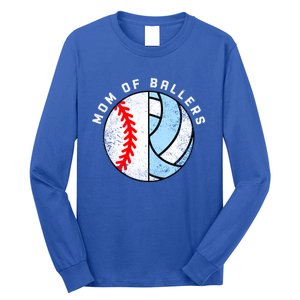 Mom Of Ballers Funny Baseball Volleyball Mom Gift Long Sleeve Shirt