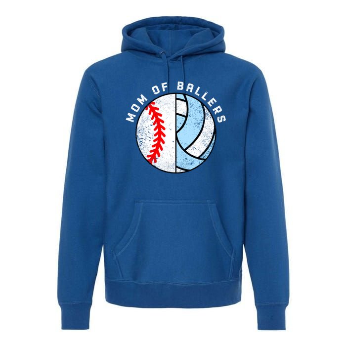 Mom Of Ballers Funny Baseball Volleyball Mom Gift Premium Hoodie