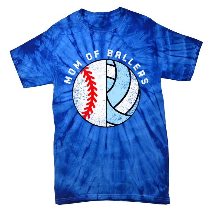 Mom Of Ballers Funny Baseball Volleyball Mom Gift Tie-Dye T-Shirt