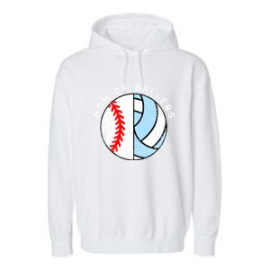 Mom Of Ballers Funny Baseball Volleyball Mom Gift Garment-Dyed Fleece Hoodie