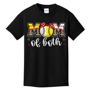 Mom Of Both Leopard Game Day Baseball Softball MotherS Day Kids T-Shirt