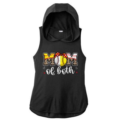 Mom Of Both Leopard Game Day Baseball Softball MotherS Day Ladies PosiCharge Tri-Blend Wicking Draft Hoodie Tank