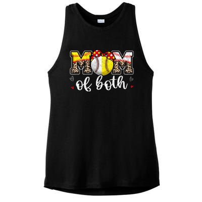 Mom Of Both Leopard Game Day Baseball Softball MotherS Day Ladies PosiCharge Tri-Blend Wicking Tank