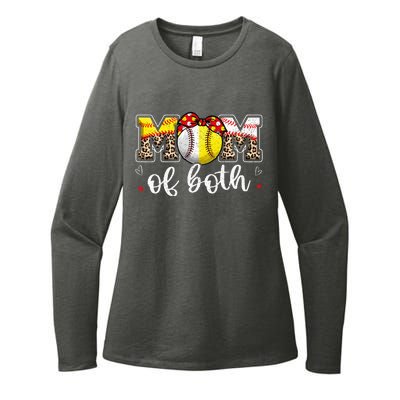 Mom Of Both Leopard Game Day Baseball Softball MotherS Day Womens CVC Long Sleeve Shirt