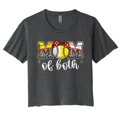 Mom Of Both Leopard Game Day Baseball Softball MotherS Day Women's Crop Top Tee