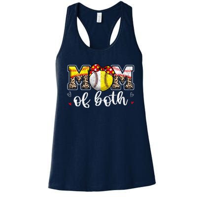 Mom Of Both Leopard Game Day Baseball Softball MotherS Day Women's Racerback Tank