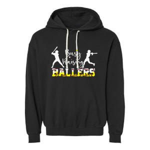 Mom Of Both Baseball Son Softball Daughter Garment-Dyed Fleece Hoodie