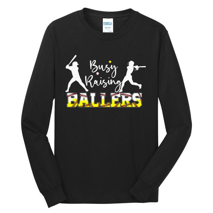 Mom Of Both Baseball Son Softball Daughter Tall Long Sleeve T-Shirt