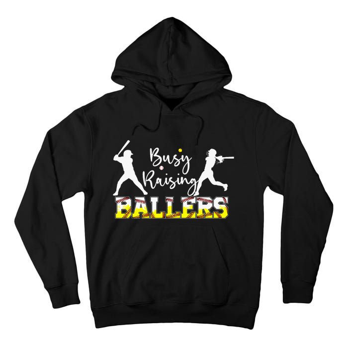 Mom Of Both Baseball Son Softball Daughter Tall Hoodie