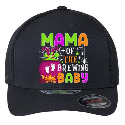 Mama Of Brewing Baby Halloween Theme Baby Shower Spooky Flexfit Unipanel Trucker Cap