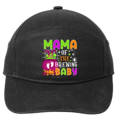 Mama Of Brewing Baby Halloween Theme Baby Shower Spooky 7-Panel Snapback Hat