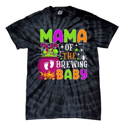 Mama Of Brewing Baby Halloween Theme Baby Shower Spooky Tie-Dye T-Shirt