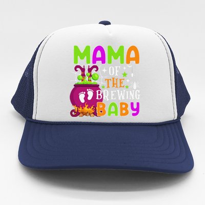 Mama Of Brewing Baby Halloween Theme Baby Shower Spooky Trucker Hat