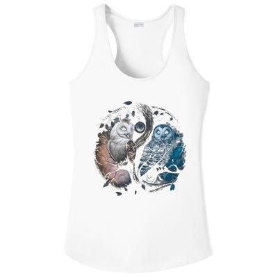 Moon Owl Birds Aesthetic Cottage Halloween Yin Yang Ladies PosiCharge Competitor Racerback Tank