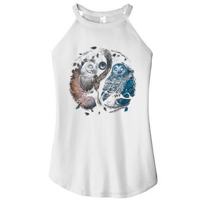 Moon Owl Birds Aesthetic Cottage Halloween Yin Yang Women’s Perfect Tri Rocker Tank