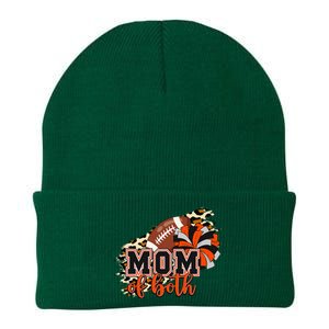 Mom Of Both Football Cheer Orange Black Pom Knit Cap Winter Beanie