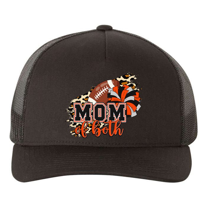 Mom Of Both Football Cheer Orange Black Pom Yupoong Adult 5-Panel Trucker Hat