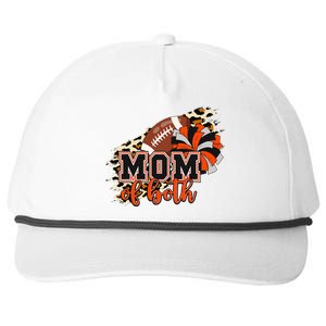 Mom Of Both Football Cheer Orange Black Pom Snapback Five-Panel Rope Hat