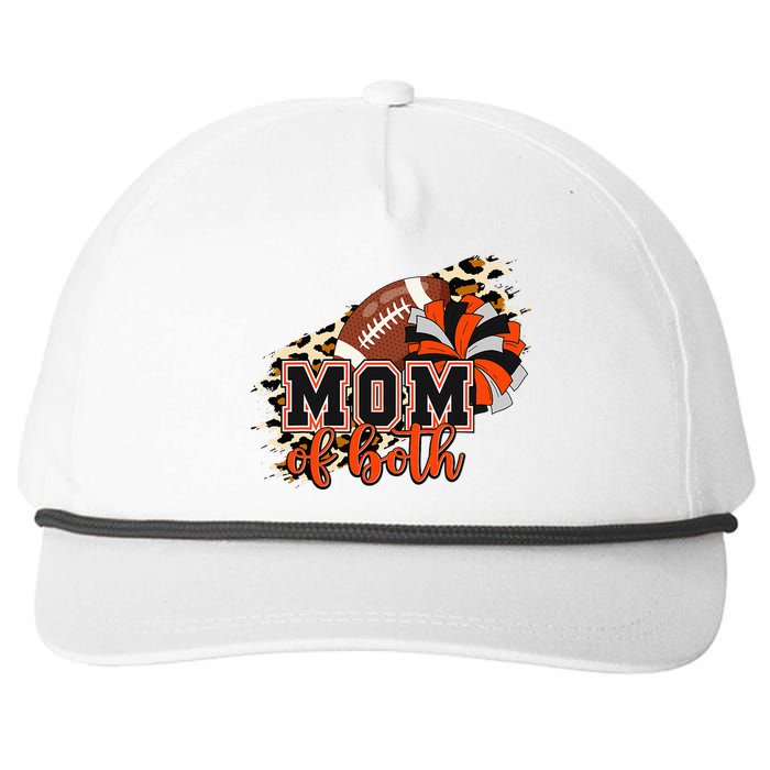 Mom Of Both Football Cheer Orange Black Pom Snapback Five-Panel Rope Hat