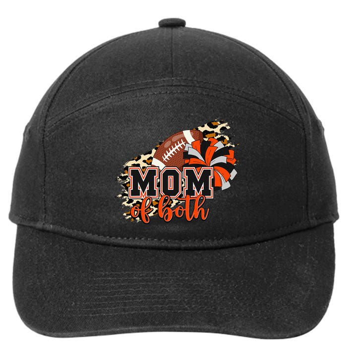 Mom Of Both Football Cheer Orange Black Pom 7-Panel Snapback Hat