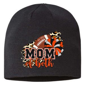 Mom Of Both Football Cheer Orange Black Pom Sustainable Beanie