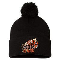 Mom Of Both Football Cheer Orange Black Pom Pom Pom 12in Knit Beanie