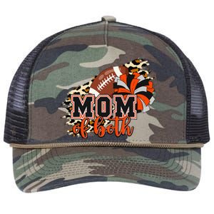 Mom Of Both Football Cheer Orange Black Pom Retro Rope Trucker Hat Cap