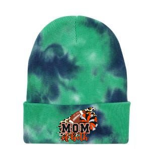 Mom Of Both Football Cheer Orange Black Pom Tie Dye 12in Knit Beanie