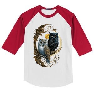 Moon Owl Birds Owl Gifts Kids Colorblock Raglan Jersey