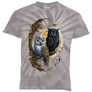 Moon Owl Birds Owl Gifts Kids Tie-Dye T-Shirt