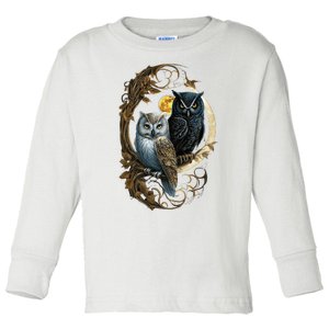 Moon Owl Birds Owl Gifts Toddler Long Sleeve Shirt