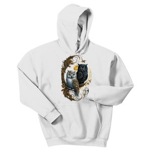 Moon Owl Birds Owl Gifts Kids Hoodie