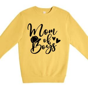 Mom Of Boys Hat Gift For Mom Mothers Day Premium Crewneck Sweatshirt