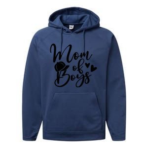 Mom Of Boys Hat Gift For Mom Mothers Day Performance Fleece Hoodie