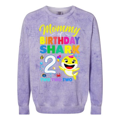 Mommy Of Birthday Shark 2nd Matching Oufit Party For Family Colorblast Crewneck Sweatshirt