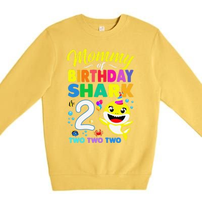 Mommy Of Birthday Shark 2nd Matching Oufit Party For Family Premium Crewneck Sweatshirt