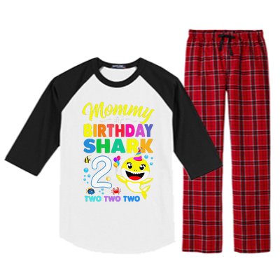 Mommy Of Birthday Shark 2nd Matching Oufit Party For Family Raglan Sleeve Pajama Set