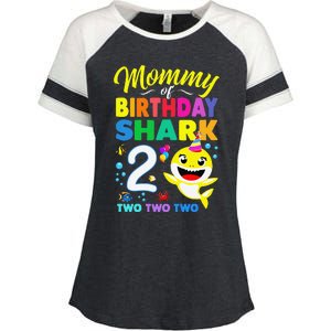 Mommy Of Birthday Shark 2nd Matching Oufit Party For Family Enza Ladies Jersey Colorblock Tee