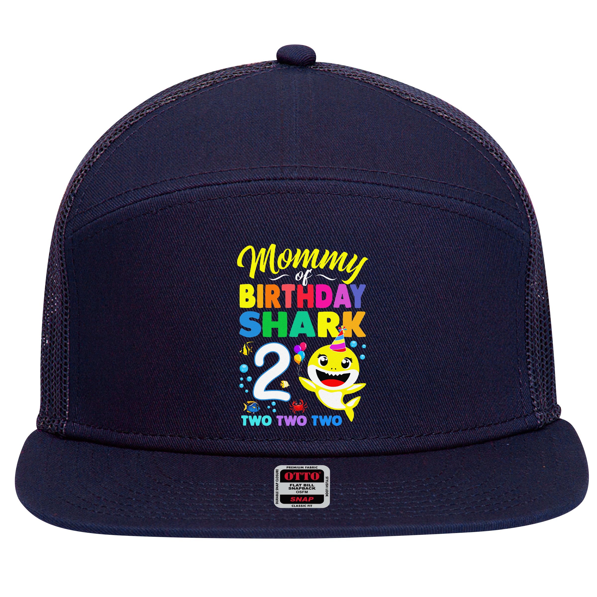 Mommy Of Birthday Shark 2nd Matching Oufit Party For Family 7 Panel Mesh Trucker Snapback Hat