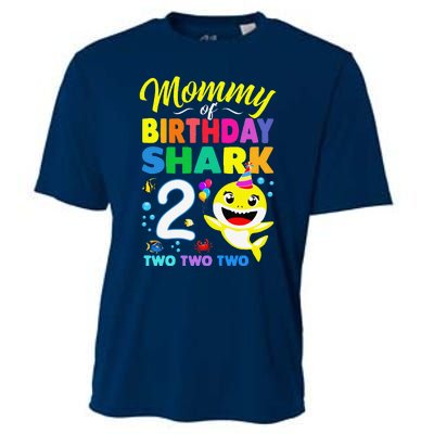 Mommy Of Birthday Shark 2nd Matching Oufit Party For Family Cooling Performance Crew T-Shirt