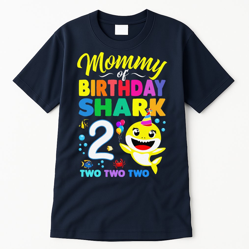 Mommy Of Birthday Shark 2nd Matching Oufit Party For Family Tall T-Shirt