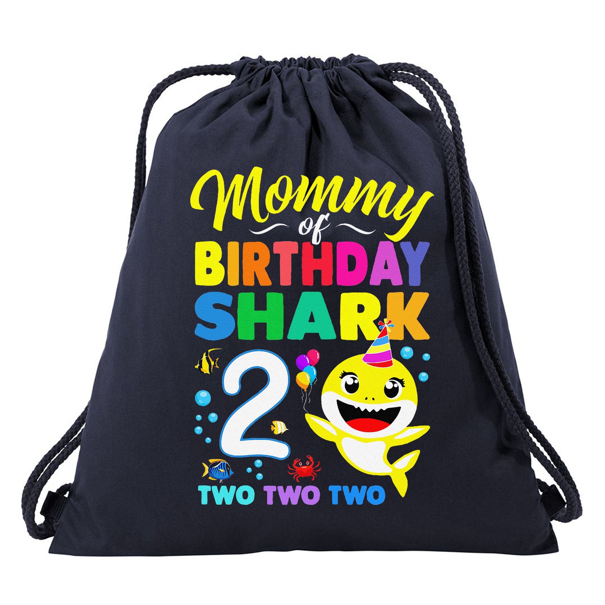 Mommy Of Birthday Shark 2nd Matching Oufit Party For Family Drawstring Bag