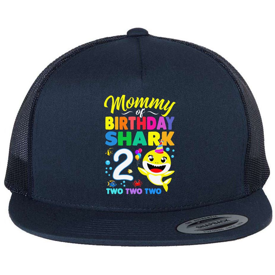Mommy Of Birthday Shark 2nd Matching Oufit Party For Family Flat Bill Trucker Hat